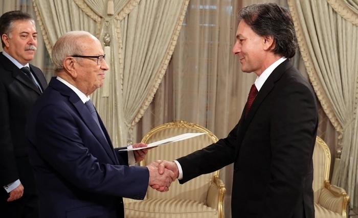 رئيس الجمهورية الباجي قايد السبسي يتسلم أوراق إعتماد سفراء بتونس