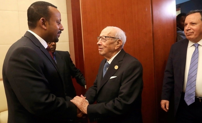 في لقاء مع رئيس الوزارء الأثيوبي قايد السبسي يشدّد على تنمية التعاون في المجالات التجارية والاستثمار