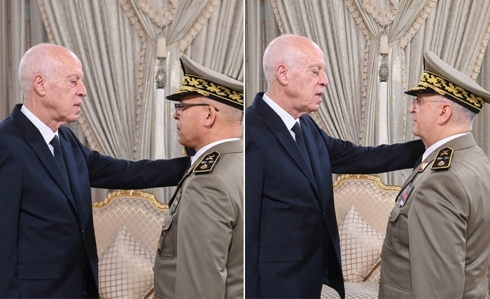 رئيس الجمهورية قيس سعيّد يتولى ترقية كل من أميري اللواء صالح بن عبد السلام والأمجد الحمامي إلى رتبة فريق(فيديو) رئيس الجمهورية قيس سعيّد يتولى ترقية كل من أميري اللواء صالح بن عبد السلام والأمجد الحمامي إلى رتبة فريق(فيديو)