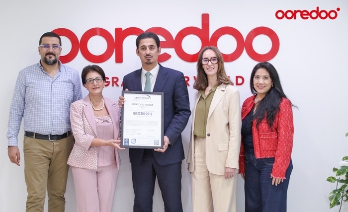 Ooredoo تونس تتحصل على شهادة ISO 22301:2019 Ooredoo تونس تتحصل على شهادة ISO 22301:2019